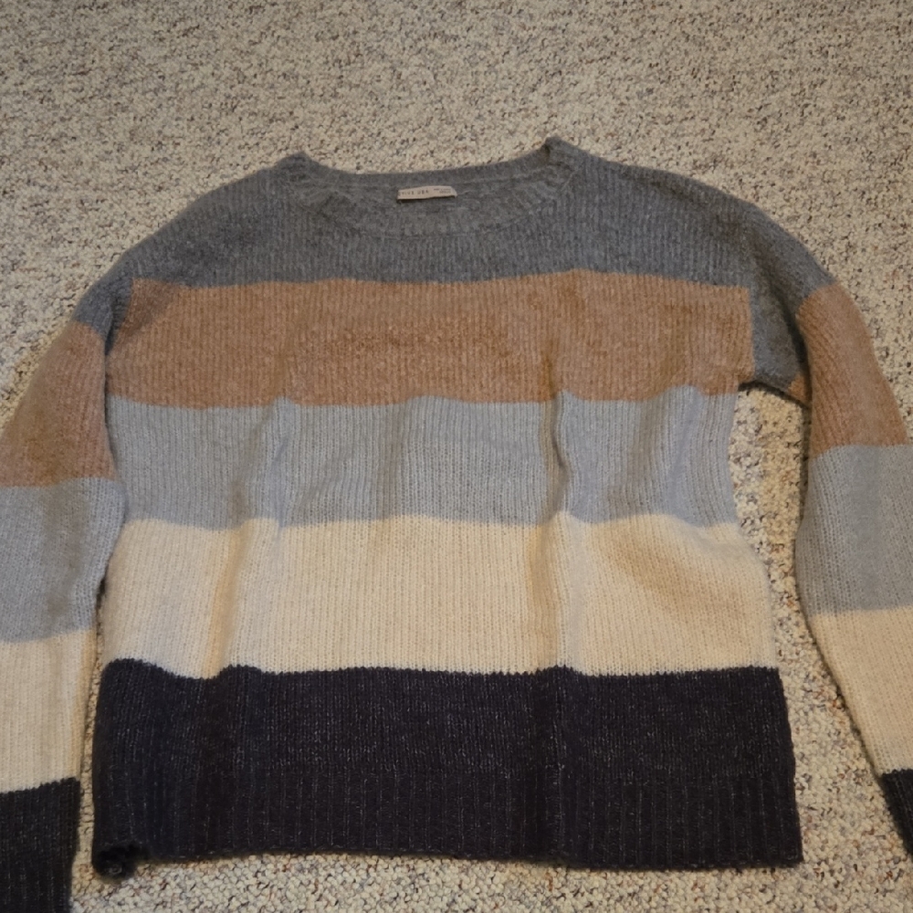 Active USA Womens Crewneck Sweater - Gray, Brown, Cream